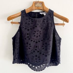 Walter Baker Black Eyelet Sleeveless Top Size Medium NWT